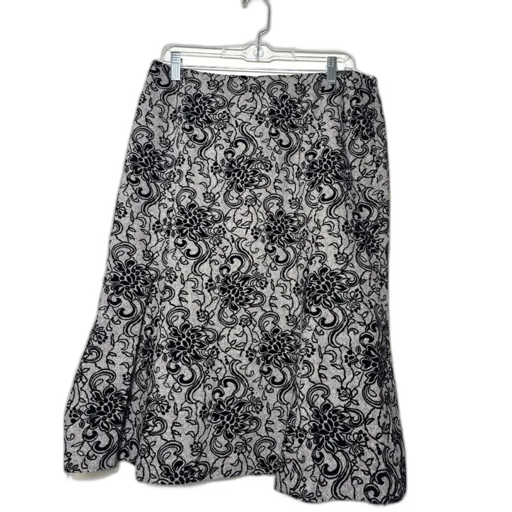 Ann Taylor Loft Trumpet Skirt 14 Wool Tweed Raised Velvet Whimsygoth Friends 90s